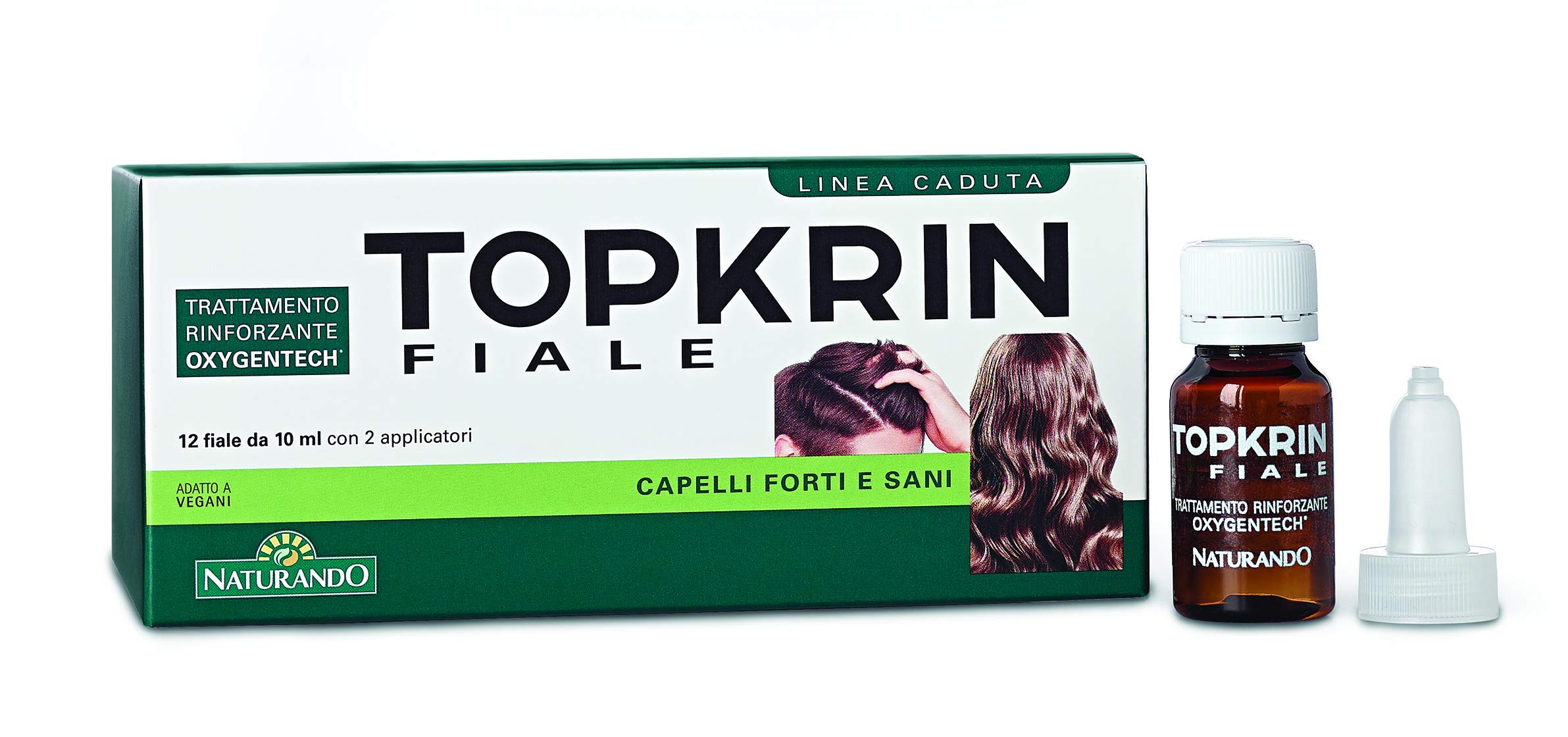 Naturando Srl Topkrin Viales 12 x 10 ml Bottles Useful Strengthening Treatment in Presence of Frágil and Débil Hair 120 g