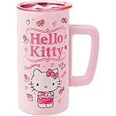 Silver Buffalo Sanrio Hello Kitty Strawberry Milk Double Wall Stainless Steel Travel Mug With Handle, 15 Ounces