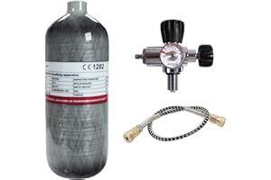 TUXING 4500Psi Carbon Fiber Paintball HPA Air Tank, 2L 122Cu with Pcp Filling Regulator Valve for Pcp Air Rifle Scuba Tank (Empty Bottle), M18*1.5