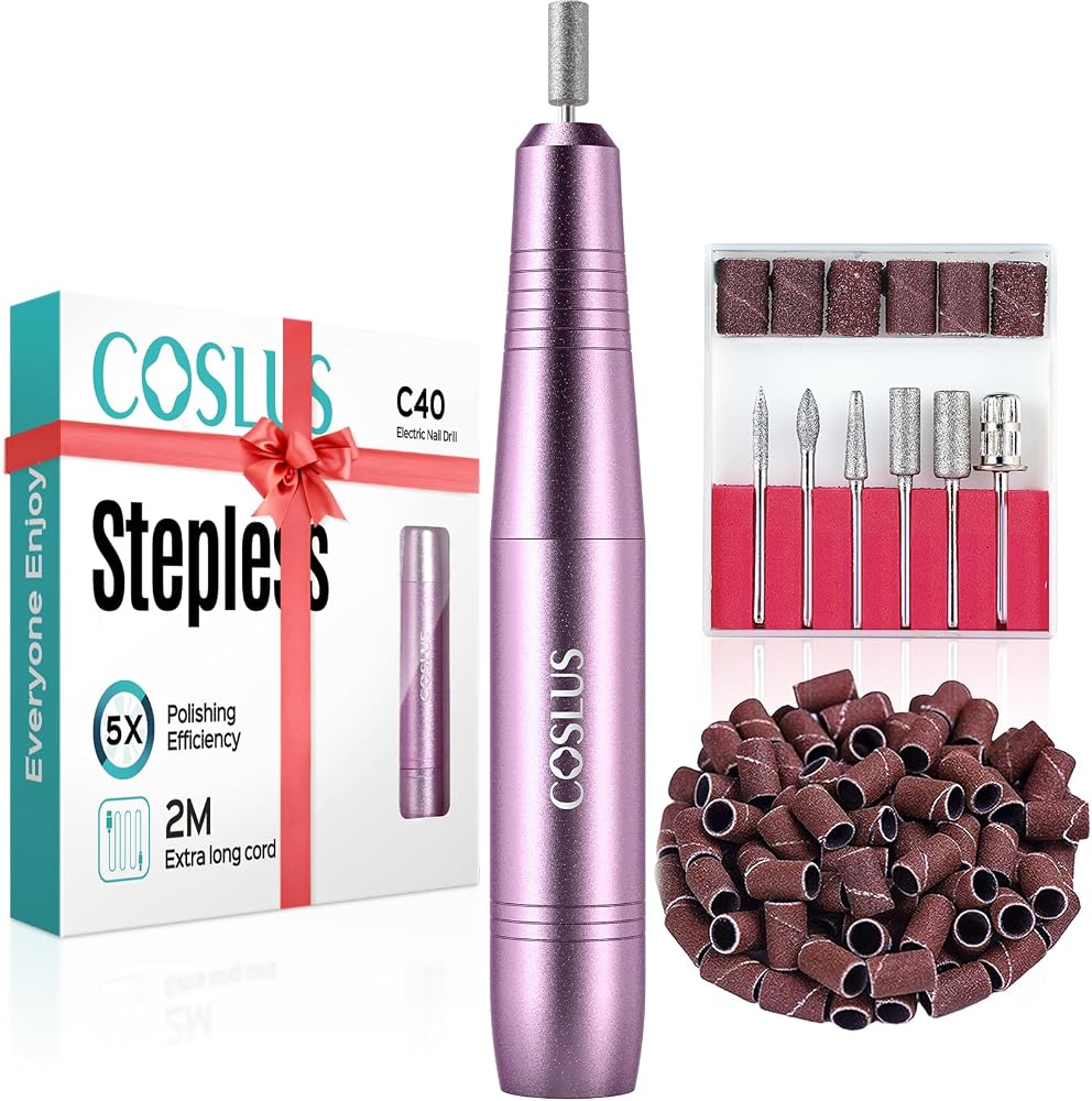COSLUS C40 Electric Nail Drill Professional, Precise Dial Speed Control | Nail File Machine for Acrylic Gel Dip Powder Remova