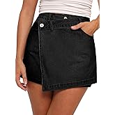 Sidefeel Skorts for Woman High Waisted Jean Skort Wrap Stretchy Asymmetrical Skorts