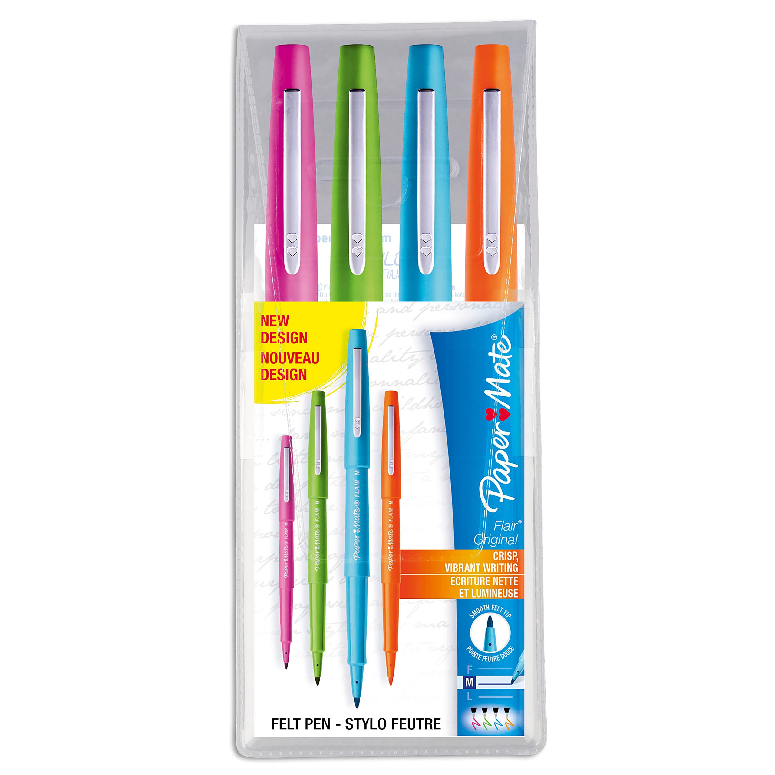 Paper Mate Flair Felt Tip Pens | Medium Point (0.7mm) | Assorted Fun Colours | Wallet of 4 — image 1