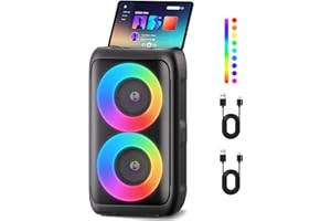 PWBSLAI Bluetooth Speaker with 2 Rechargeable Wireless Microphone - Portable Party Speaker with Colorful Lights - Floorstanding Speakers Support TWS/AUX/USB/TF Card Ideal for Party,Home,Camping