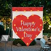 Moukeren Valentines Garden Flag 12 x 18 Inch 22 LED Solar Powered Double Sided Vertical Red Love Heart Garden Flag with 8 Lighting Modes for Happy Valentine's Day Outdoor Yard Home Light Decoration