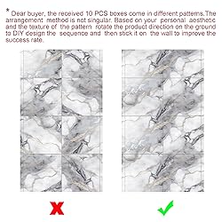 Chejiaye 10pcs Marble Peel and Stick Backsplash