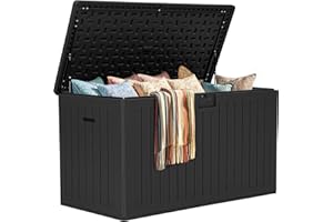 YITAHOME 200 Gallon Double-Wall Deck Box with Divider & Side Handles, Outdoor Large Storage for Patio Furniture Cushions, Garden Pool Accessories, Water Resistant & Lockable(Black)