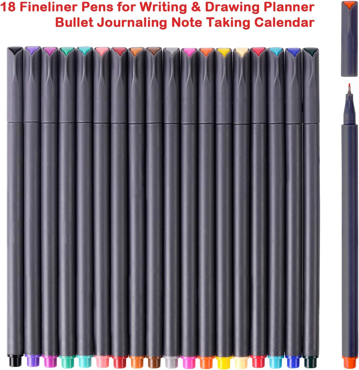 iBayam Journal Planner Pens Colored Pens Fine Point Markers Fine Tip Drawing Pens Porous Fineliner Pen for Bullet Journaling Writing Note Taking Calendar Coloring Art Office School Supplies, 18 Colors : Office Products