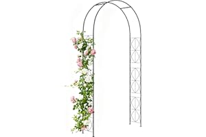Outsunny Vintage Style Garden Arch, 7.5FT Patio Outdoor Arbor Metal Trellis Support for Vines, Climbing Plants Decoration, Bl