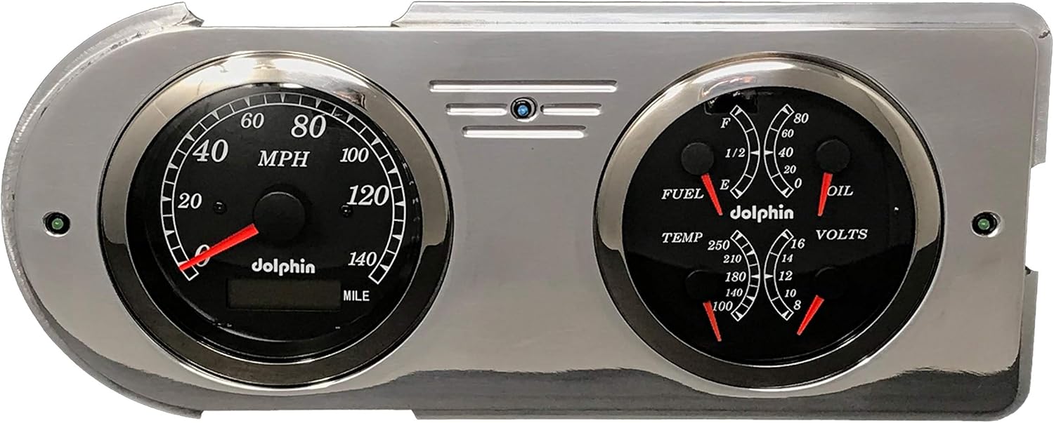 Dolphin Gauges Compatible with 1948 1949 1950 Ford Truck 2 Gauge Dash Cluster Quad Style GPS