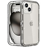 Follaroma for iPhone 15 Plus Case, Heavy Duty Shockproof Protection Phone Cases, Anti-Drop, Dual Layer Transparent Protective Cover Compatible with iPhone 15 Plus, 6.7 inch,Crystal Gray