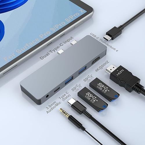 Surface Pro 9/Pro 8/Pro X Docking Station, 6-in-2 Microsoft