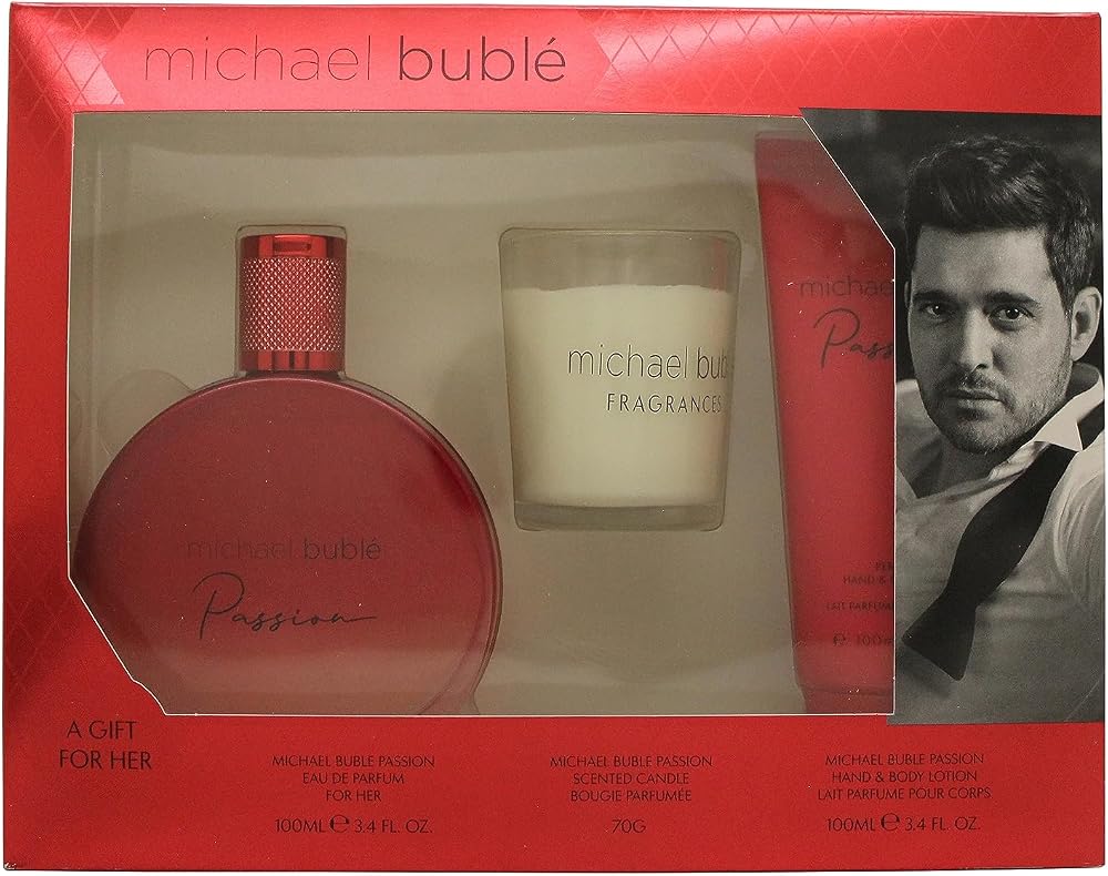 Michael Buble Passion Gift Set 100ml EDP Body Lotion Scented Candle