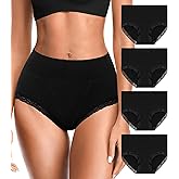 OLIKEME High Waisted Underwear for Women Tummy Control Full Coverage Cotton Ladies Panties Soft Stretch Briefs