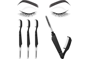 Boao 4 Pcs Eyelash Combs Eyebrow Combs Foldable Eyelash Separator Tool Stainless Steel Teeth Brow Brushes Mascara Brushes Eye