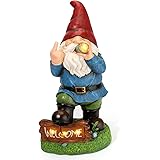 Resin Gnomes Garden Decor, 13.5" Tall Solar Large Inappropriate Funny Gifts Gnome Outdoor Statues for Yard, Patio, Lawn, Outs