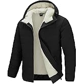 33,000ft Men's Hooded Winter Puffer Jacket Sherpa Fleece Lined Lightweight Warm Quilted Insulated Puffy Coat