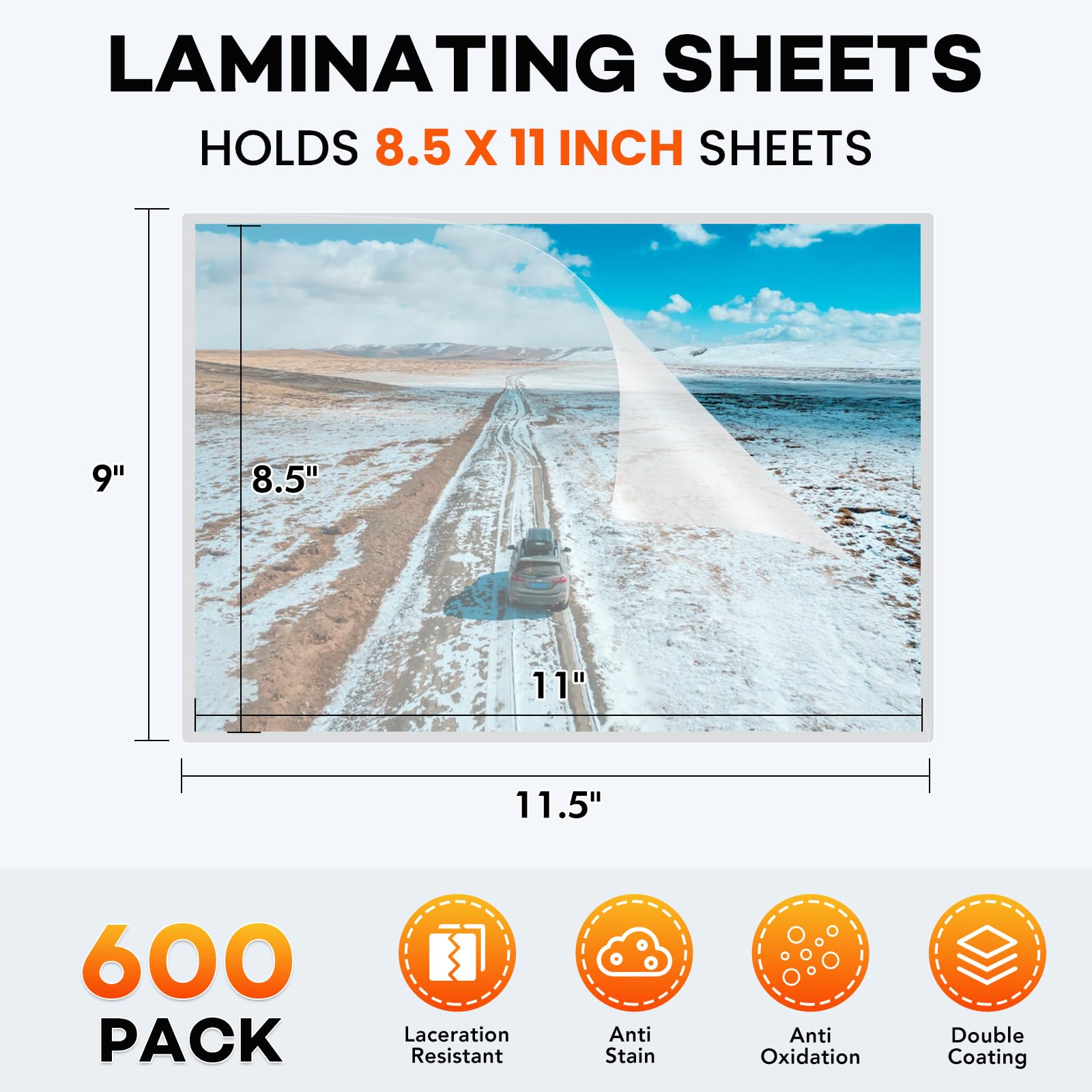 600 Pack Laminating Sheets, 3 Mil, 9 x 11.5 Inches Thermal Laminating Pouches Lamination Sheet Paper for Laminator, Clear, Letter Size, Office and School Supplies