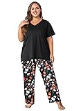 Vozanet Women's Pajama Sets Short Sleeve with Long