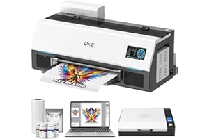 DXZ A3 DTF Printer with Laptop,LED Multi-Function Fouch ScreenXP600 Doubled Printing Speed Compared to L1800 and L805,Built-in One-Click Ink,Dual White Ink System for DIY T-Shirt (Printer+Oven+Laptop)