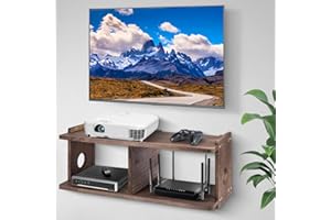 BEARUT Floating Shelves Projector Shelf Rack PlayStation Wall Mount Holder TV Stand WiFi Router Storage Box Modem Cable Box Cover Hider TV Shelf for Xbox DVD Players Games Consoles TV