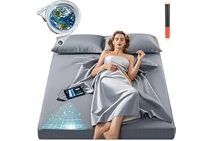 Grounding Sheets Queen Size, 20% Pure Silver Fiber + 80% Organic Cotton, Grounded Sheet Earth Connected Bedding Fitted Earth 