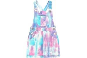 Peacolate 4-11T Little Girl Tie-dyed Short Overalls Vintage Dress Distressed Romper