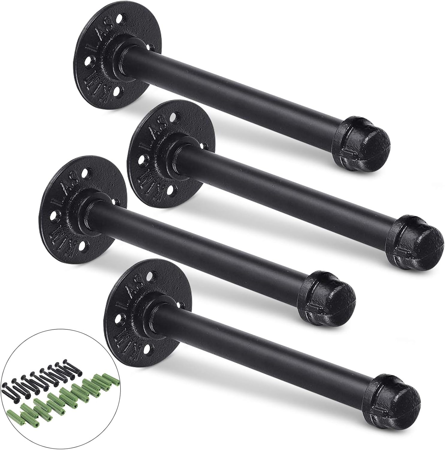 king do way 8 inch Industrial Shelf Brackets Pipe Shelf with Iron Fittings and Flange for Vintage Home Decoration,Rustic Pipe Decor Wall Mount Shelf with All Accessories Needed (8 inch)