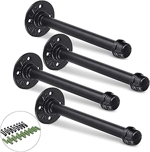 king do way 8 inch Industrial Shelf Brackets Pipe Shelf with Iron Fittings and Flange for Vintage Home Decoration,Rustic Pipe Decor Wall Mount Shelf with All Accessories Needed (8 inch)