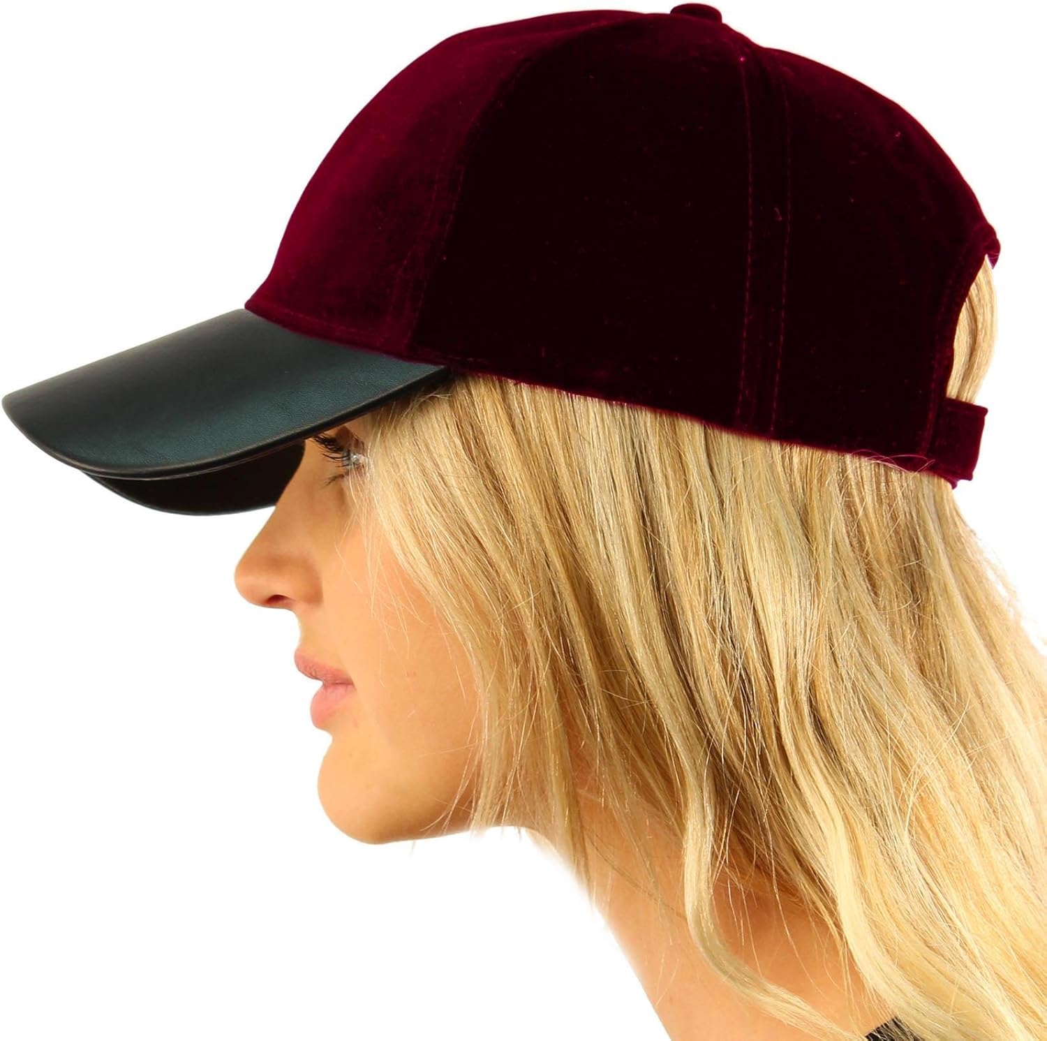 Soft Velvet Everyday Faux Leather Visor Baseball Adjustable Ball Cap