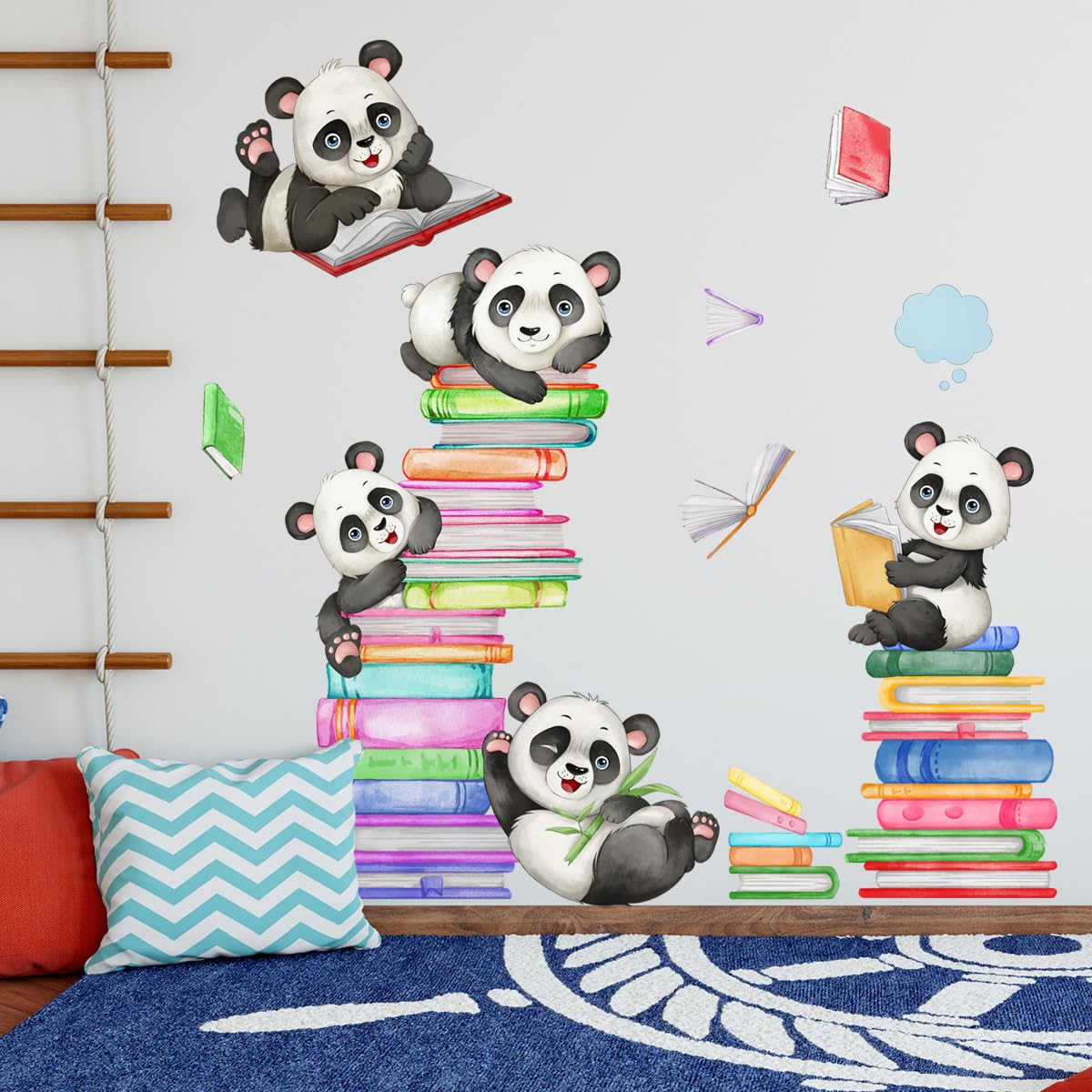 HGDESIGN® Wall Sticker Panda Books Children's Room Baby Boy Girl Wall Sticker Wall Decoration (A)