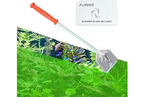FL!PPER Flipper Platinum Aquarium Algae Scraper | Glass & Acrylic Tank Cleaner with Serrated Blade for Efficient Aquarium Maintenance (18” Rigid Shaft)