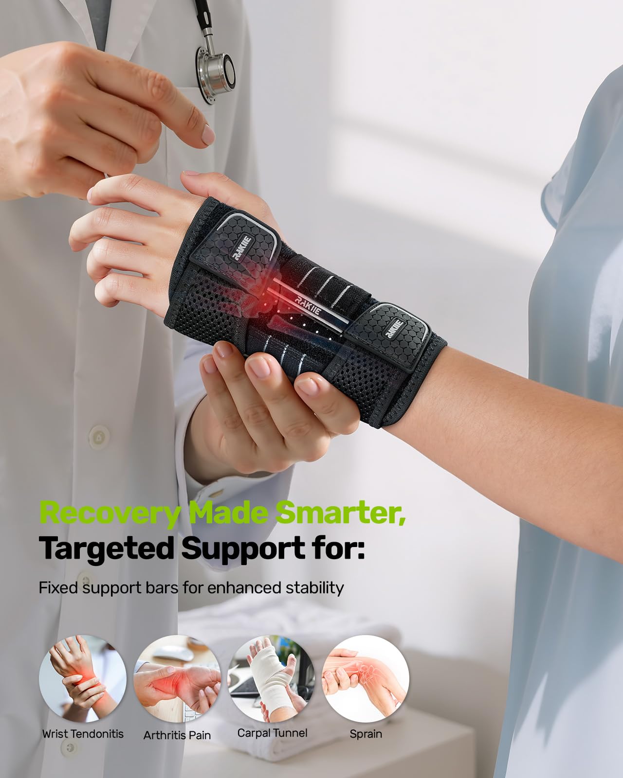 Carpal Tunnel Wrist Brace, Adjustable Night Wrist Support with 3 Metal Splints, Hand Brace for Men Women No Pressure on Thumb, Splint Stabilizer for Work, Arthritis (Right Hand, Gray, Medium)