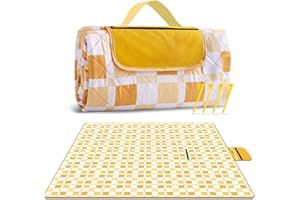 bopoobo Large Picnic Blanket, 80”x80” Waterproof Foldable Beach Blanket with 3-Layer Thick Rug, Pocket & 4 Stakes, Handy Picnic Mat Tote Perfect for Camping, Beach, Hiking, Grass, Machine Washable