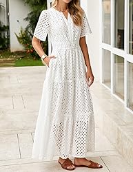 ZESICA Women's 2025 Summer Short Sleeve Maxi Dress
