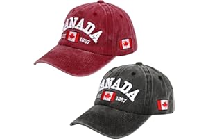 Knstol 2 PCS Canada Baseball Cap,Adjustable Canada Hat for Men Women Kids,Embroidered Maple Leaf Golf Hat Canada Souvenirs