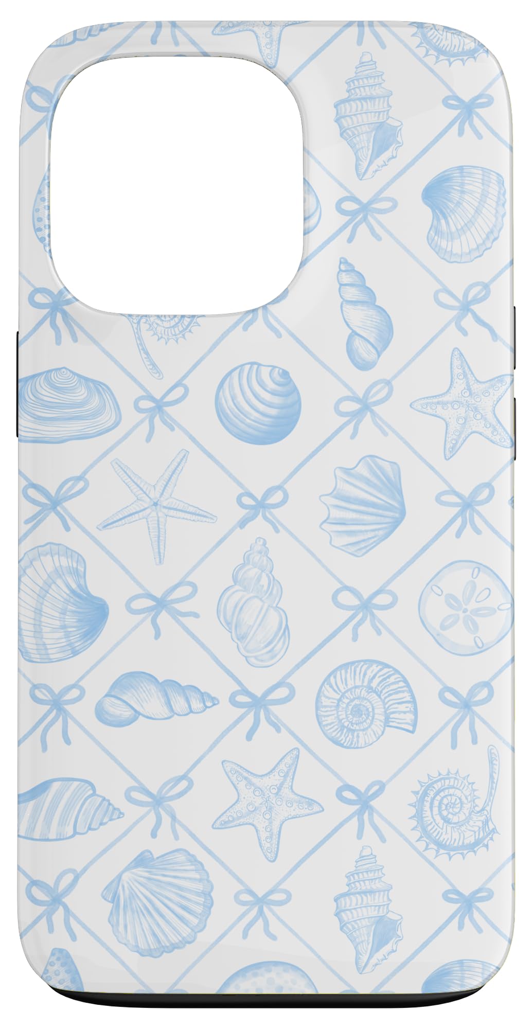 Preppy Coastal Seashells, Starfish & Bows in Light Blue Case for iPhone 13 Pro