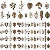 PH PandaHall 150pcs 15 Styles Tree Leaf Charms Pendants, Tibetan Branch Leaves Charms Metal Alloy Leaf Beads Antique Bronze Dangle Charm for Spring Earring Bracelet Necklace Kaychain Jewelry Making