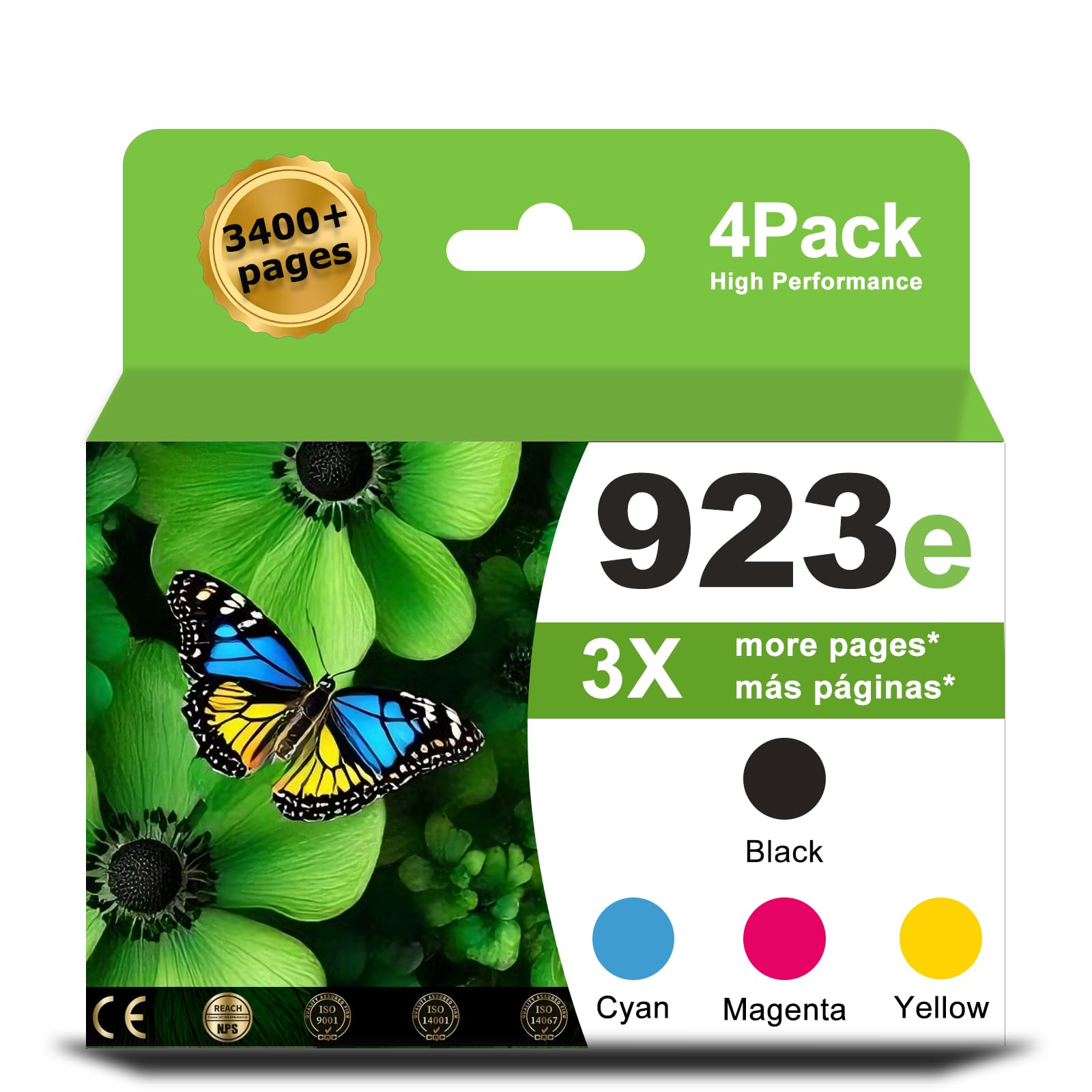 Photo 1 of 923e 923xl Ink Cartridge High Yield With Chip Compatible for HP 923 e 923 XL Printer for OfficeJet Pro 8120 8122e 8125e 8130 8135e 8138e 8139e Printers; Black/Cyan/Magenta/Yellow Combo Pack (4-Pack)