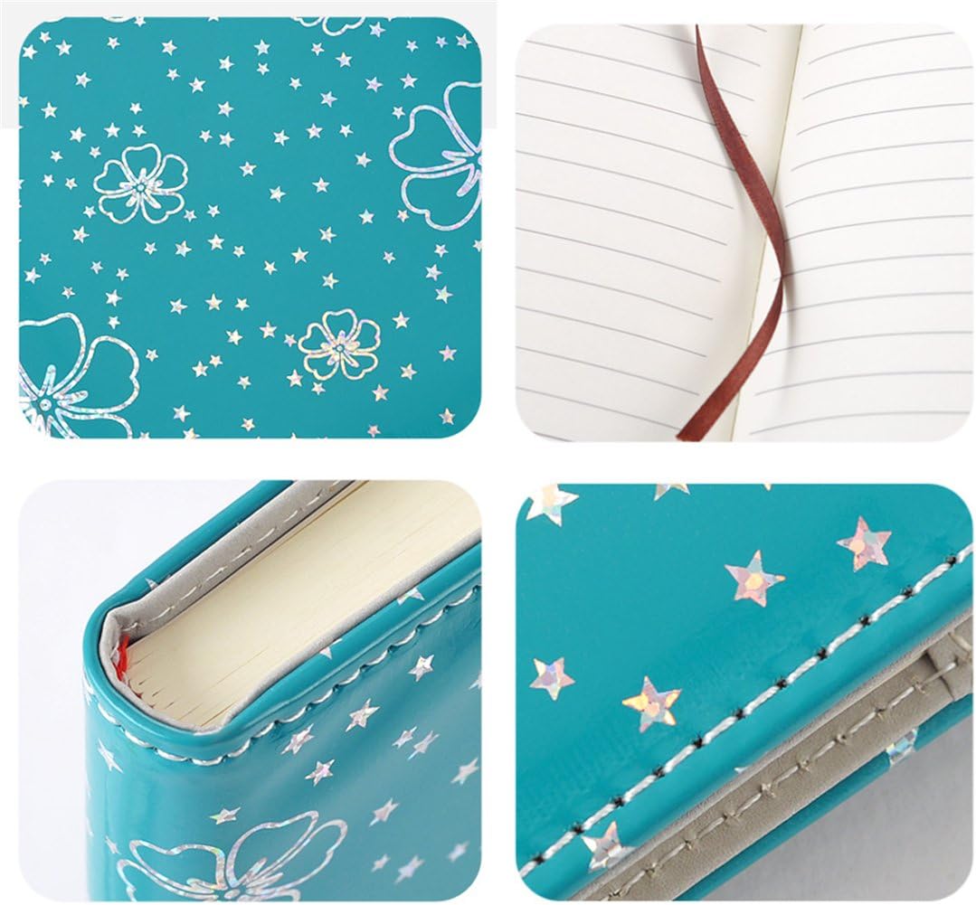 NectaRoy PU Leather Password Notebook Writing Journal Diary with Combination Lock, Flower and Star Pattern - Image 4