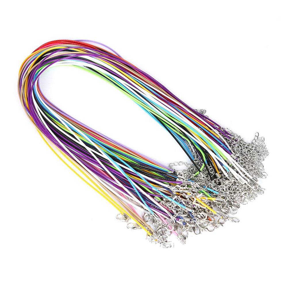 ULTNICE Waxed Necklace Cords with Clasp for Jewellery Making - 60 cm - Assorted Colours - Pack of 10