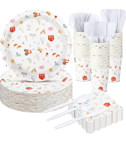 Amscan- Barnyard Lot De 8 Assiettes En Carton 23 Cm, 11012341