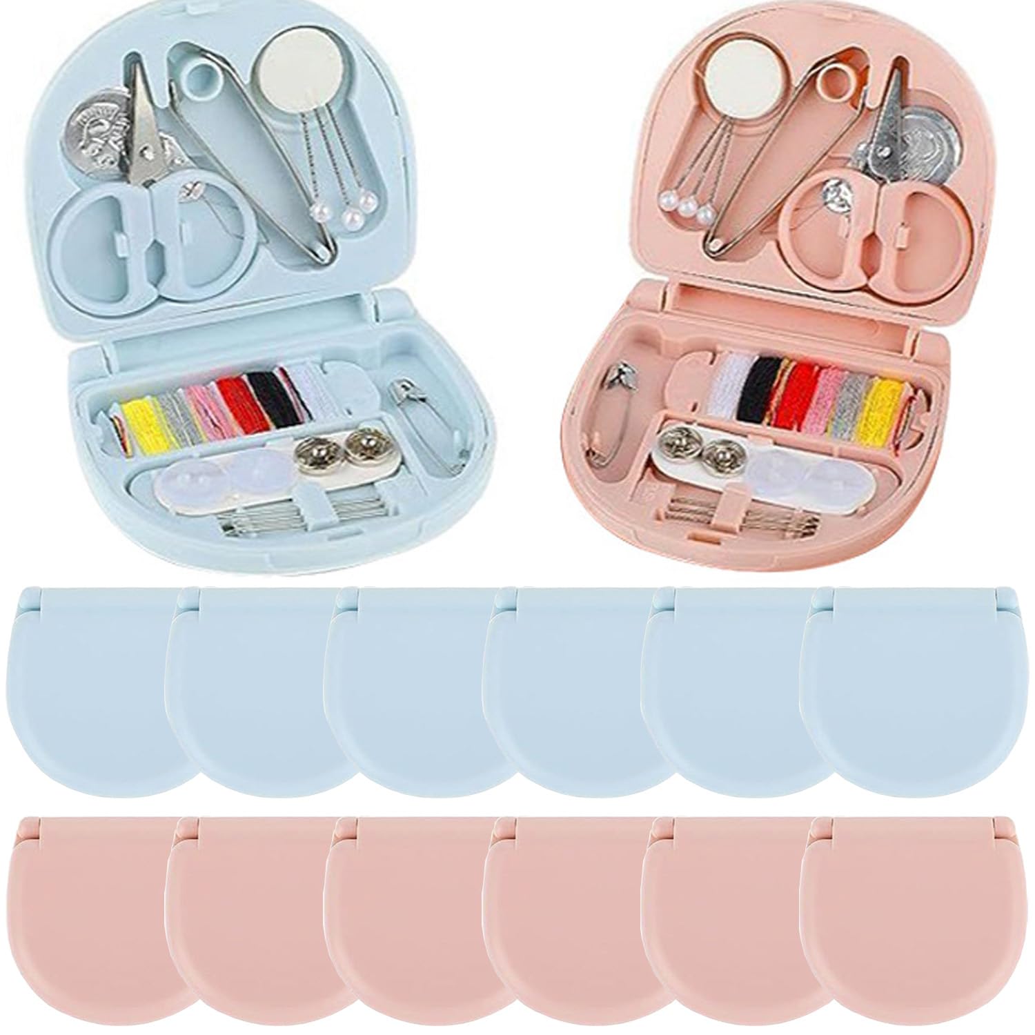 Photo 1 of 12 Pack Mini Sewing Kits, Compact Travel Emergency Sewing Set with Threads, Scissors, Needles, Portable Repair Supplies for Beginners, Hotels, Travel, Charity