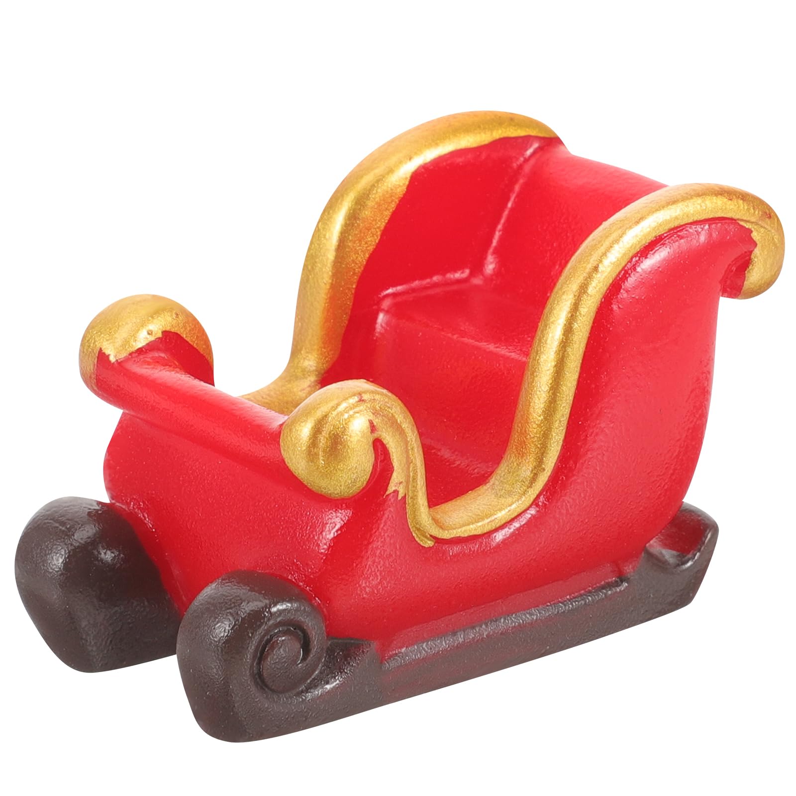 VILLCASE Mini Christmas Sleigh Ornament, Red Santa Sleigh Decorations, Resin Desktop Sled Figurine Sleigh Carriage Decor for Holiday Centerpiece Home Office Decoration