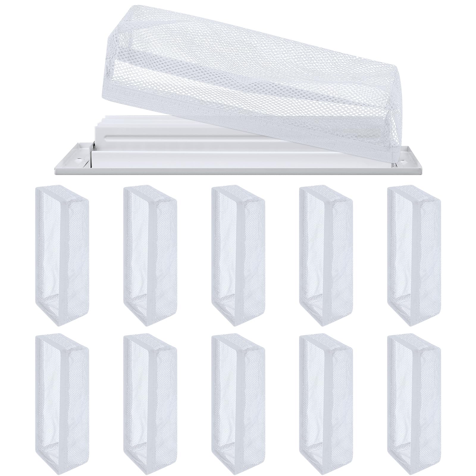 Photo 1 of Zonon 4 x 10 Inch Floor Register Trap Cover Vent Screen for Home Vent Mesh Elastic Band Filter Floor Register Trap Keeps Pet Hair, Food Out(White)