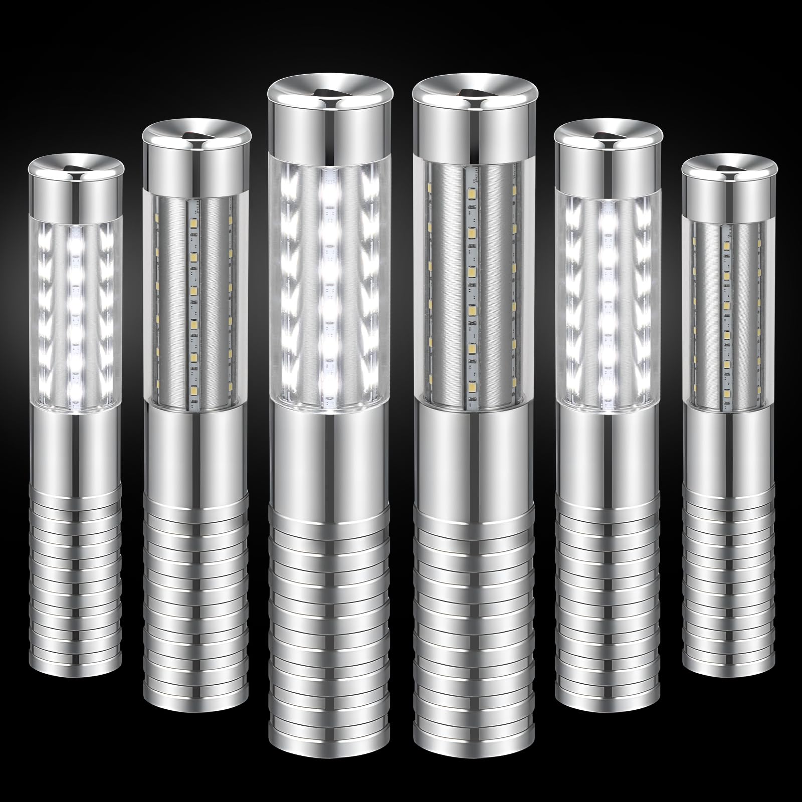 Photo 1 of 6 Pieces LED Strobe Baton Light Rechargeable Bottle Service Sparklers Stick Reusable Champagne Bottle Handheld LED for Club Stage Nightclub Party Concert Event Bar Outdoor - Silver