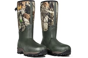 Hunthor Hunting Boots for Men, Waterproof Rubber Rain Boots with Steel Shank, 6mm Insulated Neoprene, Anti-Slip Sole for Hunting, Outdoor and Work