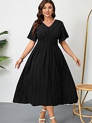 RWJ Women's Plus Size Maxi Dress Flutter Casual V