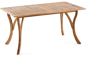 Christopher Knight Home Hermosa Acacia Wood Rectangular Table, Teak Finish