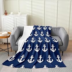 Nautical Fleece Throw Blanket - All Season Anchor