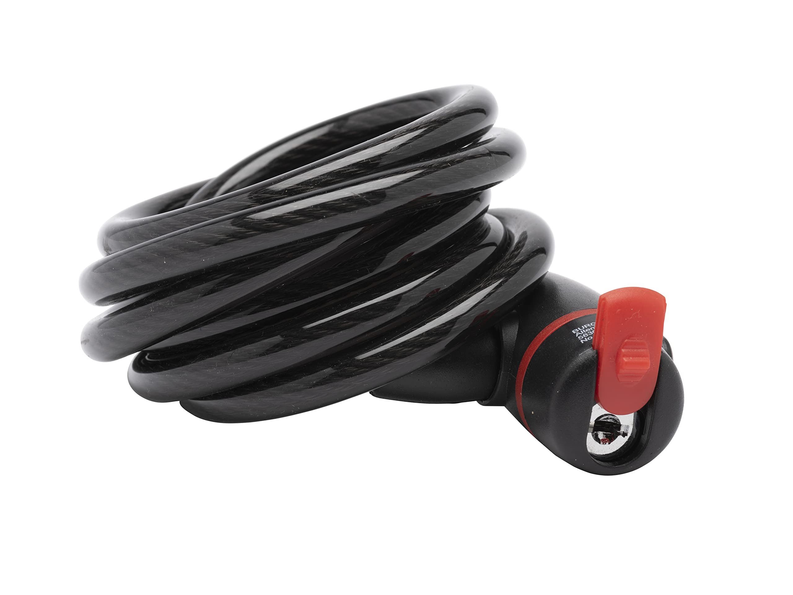Burg Wächter 1360 180 10mm Spiral Cable Bike Lock, Black, Red, 180 cm